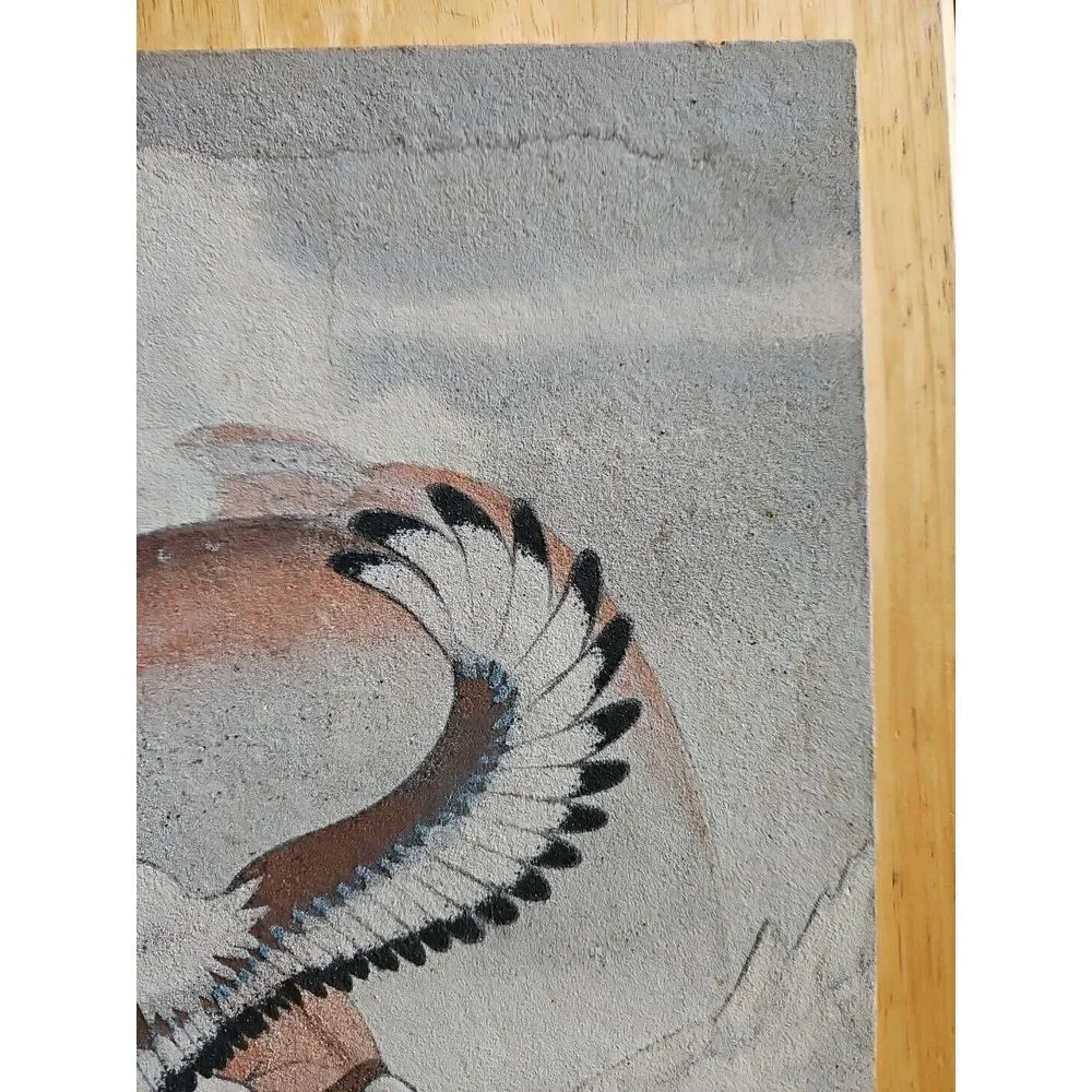 Native American Sand Painting EAGLE‎ DANCER Signed B. John OUTSIDER ART 14X11 - Picture 5 of 11